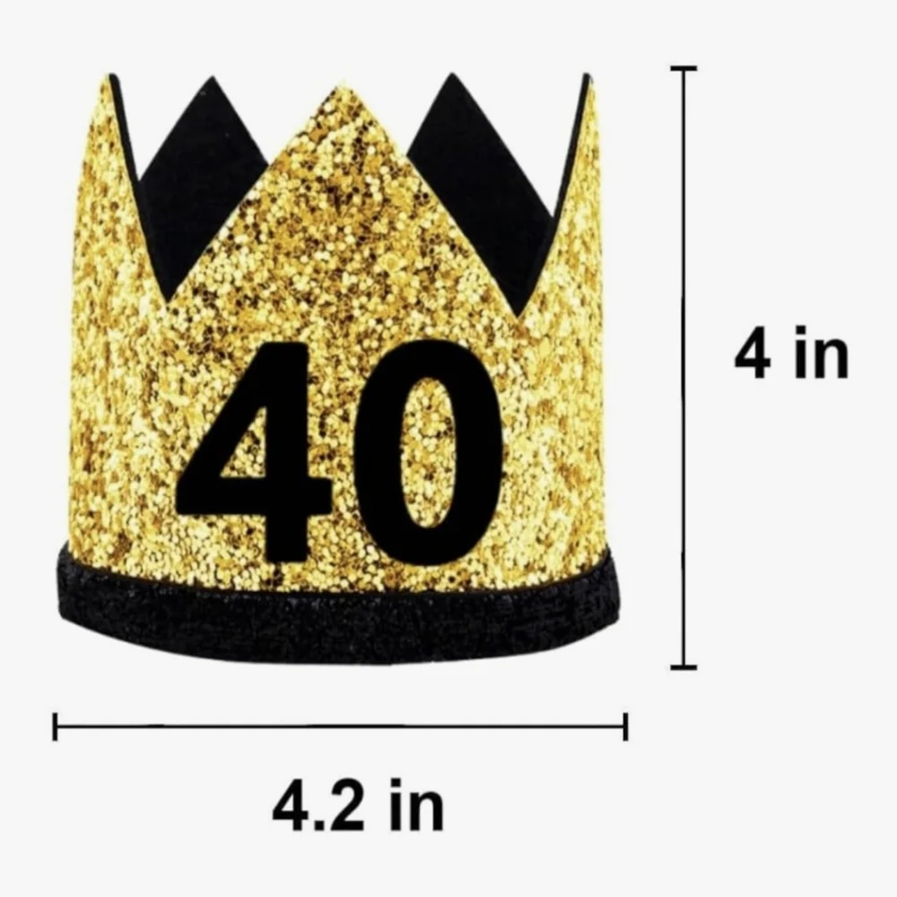 Gold & Black Glitter 40th Birthday Novelty Crown